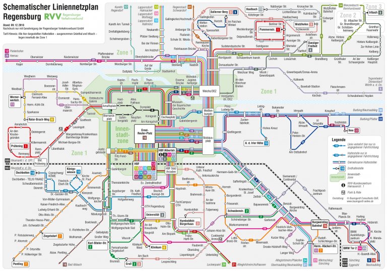 Schematischer Liniennetzplan Regensburg - Regensburger Verkehrsverbund