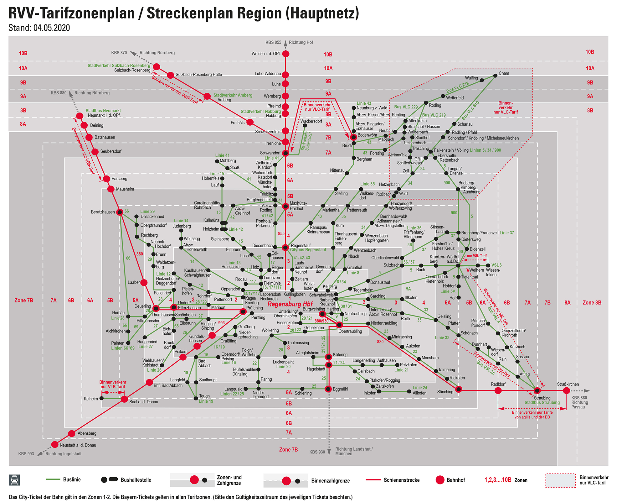 RVV fare zone plan Regensburger Verkehrsverbund