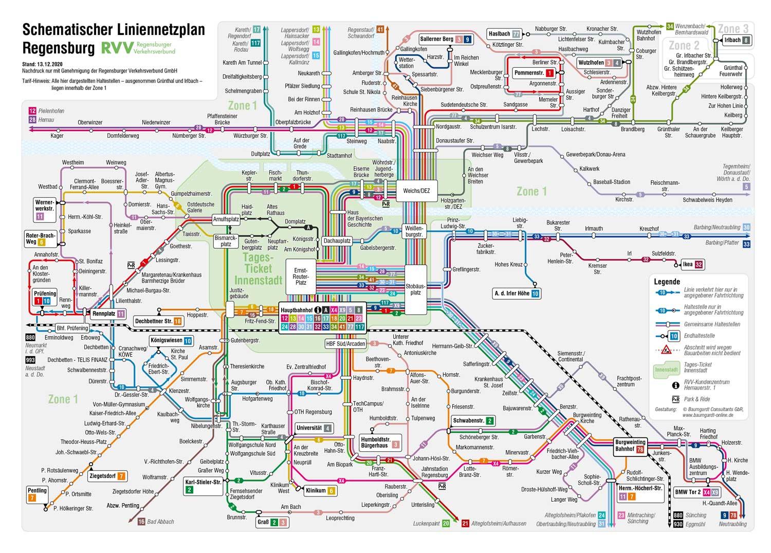 Schematischer Liniennetzplan Regensburg - Regensburger Verkehrsverbund