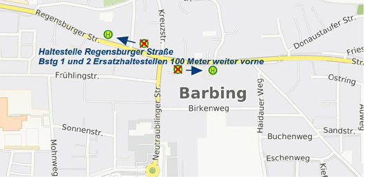 Karte Verlegung HSt. Barbing  Regensburger Str.