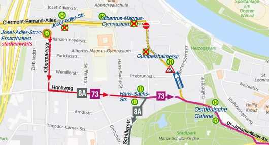 Umleitung Gumpelzhaimerstraße Linie 8A