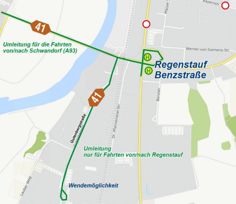 Karte Umleitung Regenstauf 23.02.2025